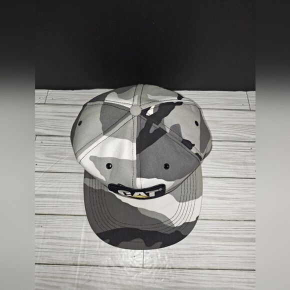 Vintage Camo Camouflage Cat Caterpillar Trucker Hat Patch Tonkin USA Snapback - Picture 2 of 10